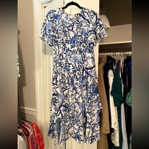 NWOT Floral Blue and White Dress